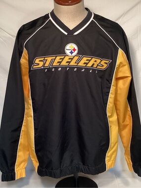 NFL Pittsburgh Steelers Black & Gold Pullover Windbreaker Men’s Size large